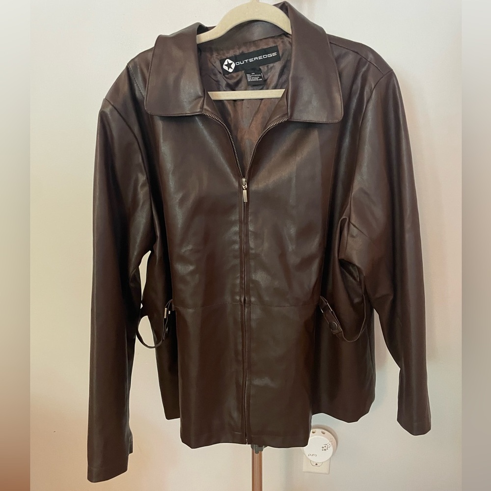 Outer edge brown leather jacket (#2)
